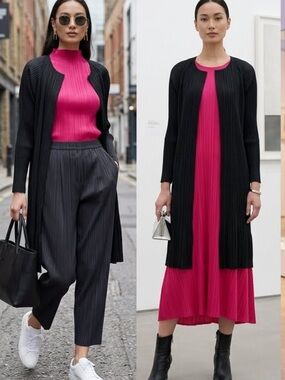 EXPRESS Open Front Duster Cardigan Ribbed Knit Long Sweater Travel Steampunk Lrg